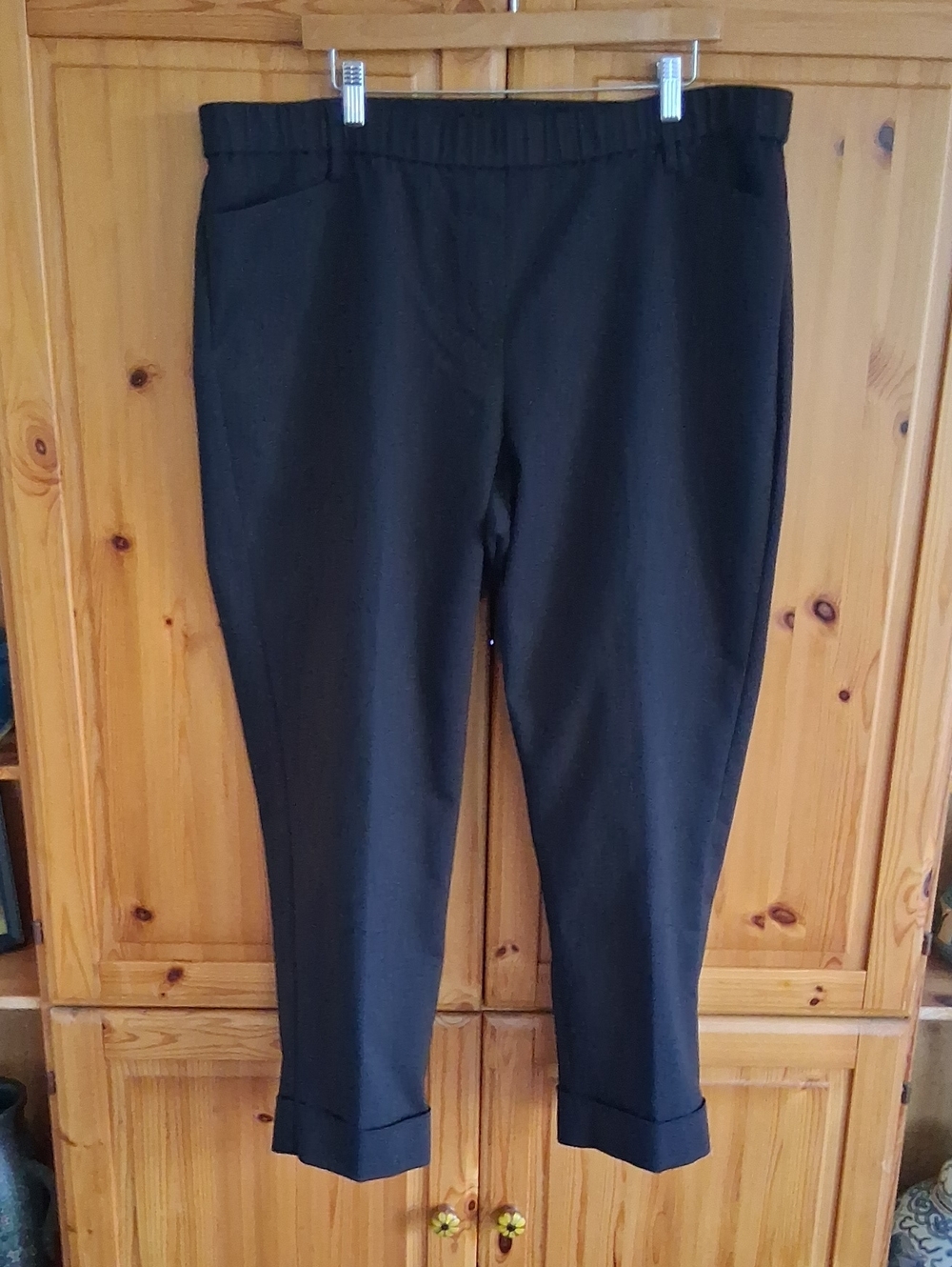 J. Jill New Black Stretch Cotton Blend Cuffed Cropped Pull-on Pants Plus Size 20